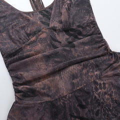 V neck print mesh cami mini dress