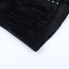 Halter cross pattern velvet lace up top