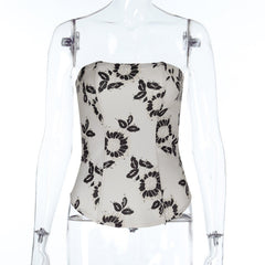 Corset zip-up print tube top