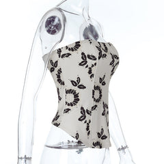 Corset zip-up print tube top