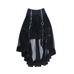 O ring mesh irregular mini skirt