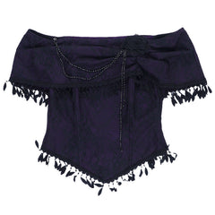 Off shoulder tassels beaded ruched top