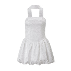 Smocked backless ruched tube mini dress
