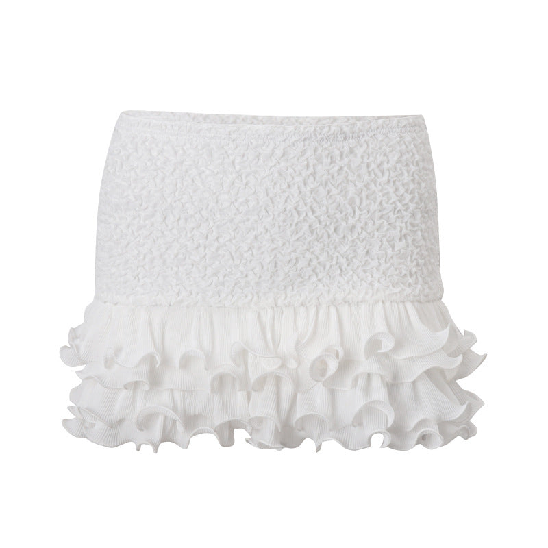 Ruffle irregular solid mini skirt