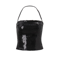 Halter glitter hollow out cut out top