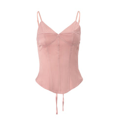 V neck corset lace up cami top