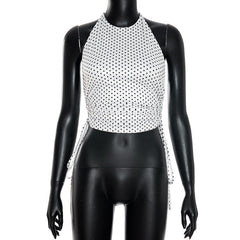 Polka dot drawstring halter top