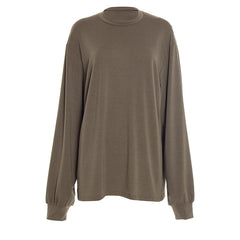 Crewneck long sleeve hollow out solid cut out top