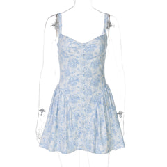 Flower print ruched v neck cami mini dress