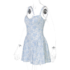 Flower print ruched v neck cami mini dress