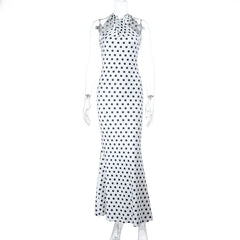 Polka dot cross front backless maxi dress