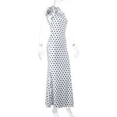 Polka dot cross front backless maxi dress