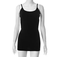 U neck backless solid cami mini dress