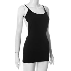 U neck backless solid cami mini dress