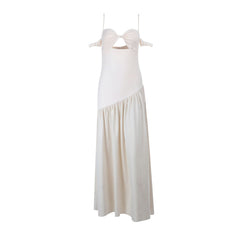 Hollow out ruched v neck cami cut out maxi dress