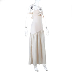 Hollow out ruched v neck cami cut out maxi dress