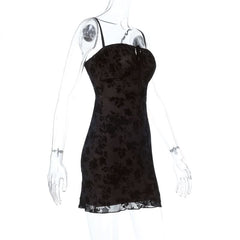 Square neck self tie hollow out print cami cut out mini dress