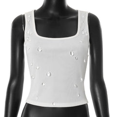 Ribbed square neck sleeveless tank top