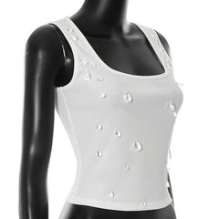 Ribbed square neck sleeveless tank top