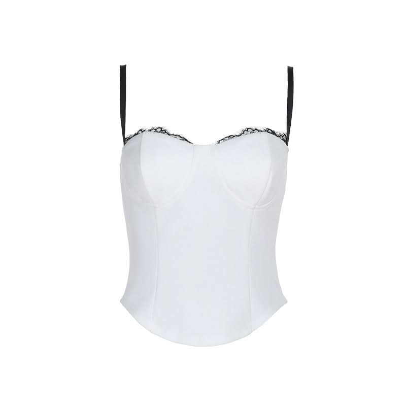 Lace hem v neck backless cami top