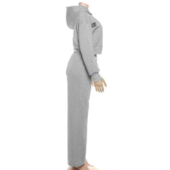 Hoodie zip-up long sleeve solid pant set