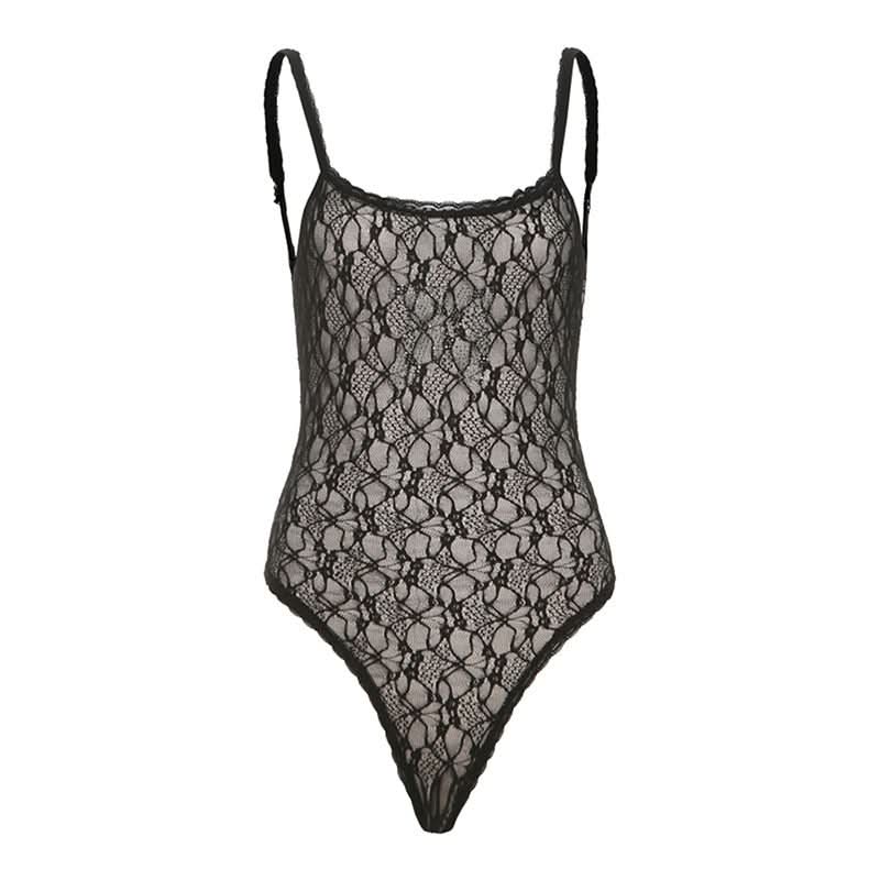 Lace u neck button beaded cami bodysuit