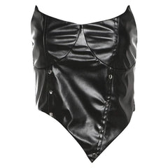 PU leather irregular backless tube top