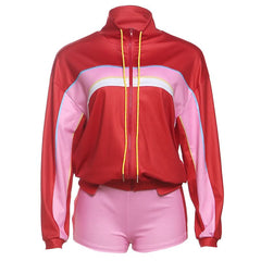 Long sleeve zip-up high neck low rise pant set
