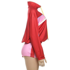Long sleeve zip-up high neck low rise pant set