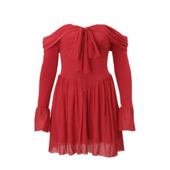Long sleeve off shoulder ruched mini dress