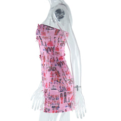 Hollow out bowknot abstract tube cut out mini dress