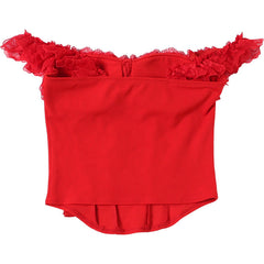 Off shoulder lace hem corset solid top