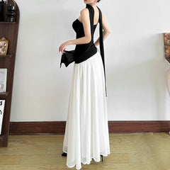 Ruched irregular backless tube maxi dress