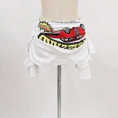 Irregular print contrast mini skirt