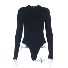 Long sleeve zip-up solid bodysuit