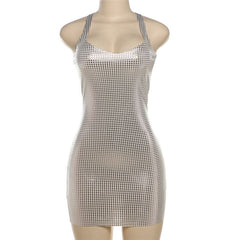 Halter v neck backless mini dress