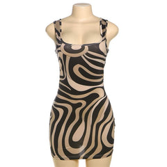 Square neck ripple contrast cami mini dress