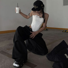 Corset backless solid tube top