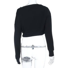 One shoulder letter print long sleeve top