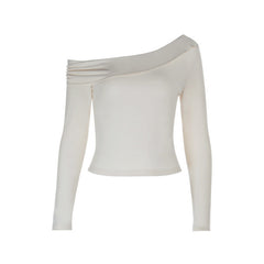 One shoulder ruched solid top