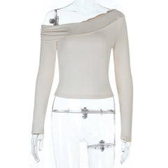 One shoulder ruched solid top