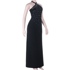Halter beaded self tie maxi dress