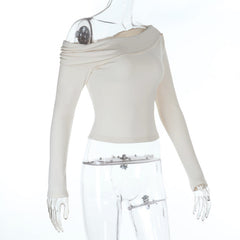 One shoulder ruched solid top