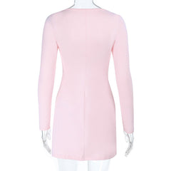Ruched long sleeve solid mini dress