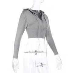 Hoodie long sleeve zip-up crop top