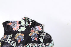 Flower print cap sleeve contrast mini dress