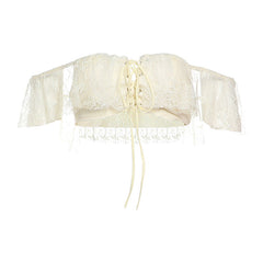 Off shoulder self tie lace backless tube top