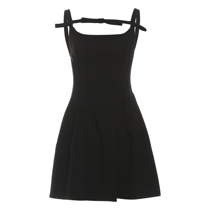 Hollow out smocked backless cami cut out mini dress