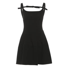 Hollow out smocked backless cami cut out mini dress