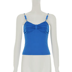 Ruched beaded solid cami top
